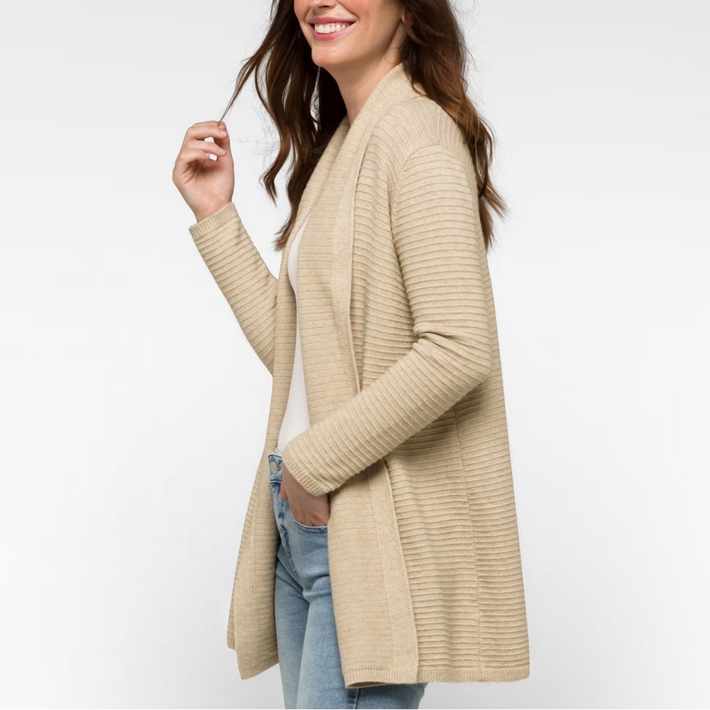 Women's Beige Open Front Sweater